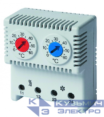 Термостат сдвоенный диапазон темп. для NC контакта: 10-50градС; для NO: 20-80град.C DKC R5THRV13
