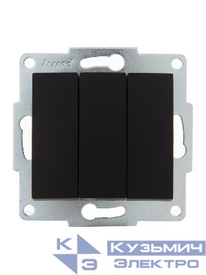 Выключатель 3-кл. 1п СП Karina 10А IP20 механизм черн. бархат LEZARD 707-4288-109