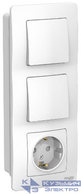 Блок СП Blanca (розетка с заземл. защ. шторки 16А 250В + 1-кл. выкл. + 1-кл. выкл.) бел. SE BLNBS101101