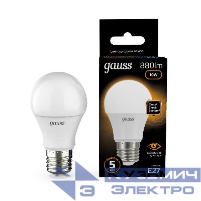 Лампа светодиодная Black 10Вт A60 грушевидная 3000К тепл. бел. E27 880лм GAUSS 102502110