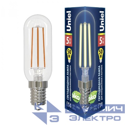 Лампа светодиодная LED-Y25-5W/3000K/E14/CL GLZ04TR для холодильников и вытяжки прозрачная колба. картон Uniel UL-00007129