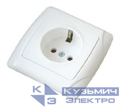 Розетка 1-м СП Маргарита 16А IP20 с заземл. бел. UNIVersal М0028