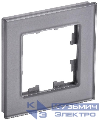 Рамка 1-м BRITE РУ-1-2-БрСе стекло сер. IEK BR-M12-G-K03
