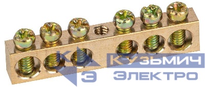 Шина NO-122-13 PEN "земля-ноль" 6х9мм 6/1 с креплениями по центру латунь ЭРА Б0047227