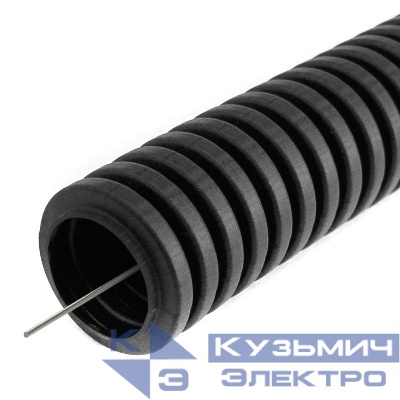 Труба гофрированная ПВХ легкая d16мм с протяжкой 350 Н черн. (уп.10м) Промрукав PR01.0143