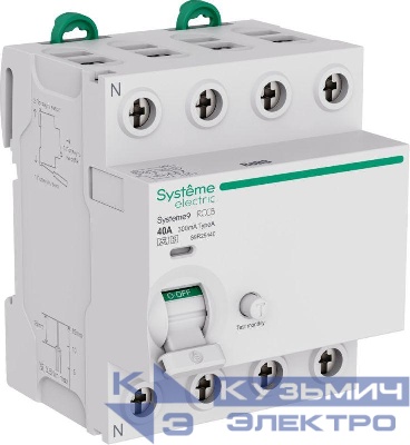 Выключатель дифференциального тока 4п 40А 300мА тип A-S Systeme9 400В SE S9R29440