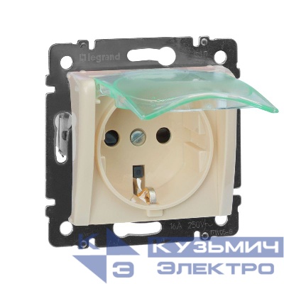 Розетка 1-м СП Valena 16А IP44 2P+E защ. шторки с крышкой немецк. стандарт механизм сл. кость IEK 774120