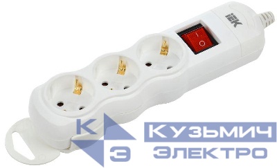 Колодка удлинителя 3-мест. с заземл. с выкл. РПр03В IEK WYP10-D-KP-16-03-ZKS-K01
