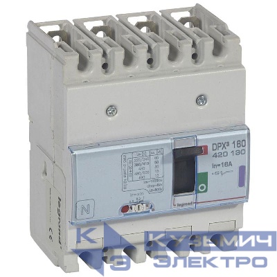 Выключатель автоматический 4п 16А 50кА DPX3 160 термомагнитн. расцеп. Leg 420130