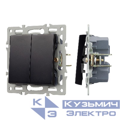 Механизм выключателя двухклавишный непроходной SWT-MK02-PL-BK (250В 16А) Arlight 043725