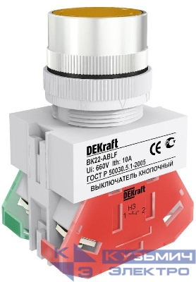 Выключатель кнопочный ABLF ВК-22 d22мм 220В желт. DEKraft 25015DEK