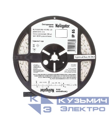 Лента светодиодная 71 763 NLS-3528CW60-4.8-IP65-12V R5 4.8Вт/м (уп.5м) Navigator 71763