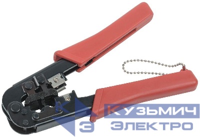 Инструмент обжимной для RJ45; RJ12; RJ11 без храпового механизма с прорезиненными ручками син./оранж. ITK TM1-B10H