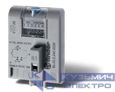 Модуль таймерный мультифункциональный (AI DI SW BE CE DE EE FE) для применения с реле монтаж в розетку 12...240В AC/DC регулировка времени 0.05с...100ч IP20 FINDER 860002400000