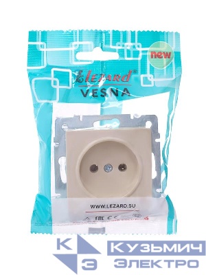 Розетка 1-м СП Vesna без заземл. ПБТ механизм крем. LEZARD 742-0388-121B