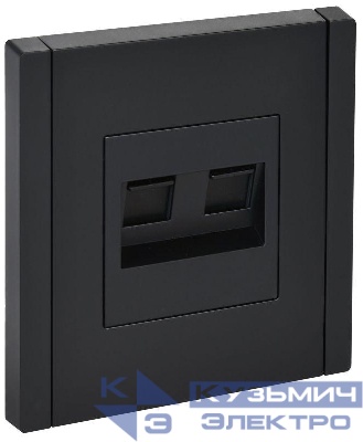 Розетка компьютерная 2-м RJ45 кат.5E FORTE&PIANO FP133 черн. IEK FP-K20-1-K02