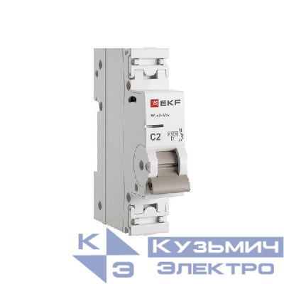 Выключатель автоматический модульный 1п C 2А 4.5кА ВА 47-63N PROxima EKF M634102C