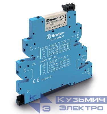 Модуль интерфейсный электромеханич. реле MasterBASIC 1CO 6А AgNi 24В AC/DC IP20 винт. клеммы FINDER 391100240060