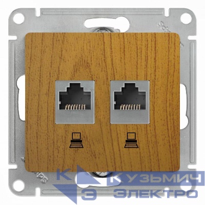 Розетка компьютерная 2-м Glossa RJ45 кат.5E механизм дуб SE GSL000585KK