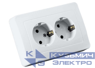 Розетка 2-м СП Мастер 16А IP20 250В с заземл. бел. HEGEL РС16-351