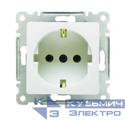 Розетка 1-м СП Lillium 10А с заземл. с панелью механизм бел. Makel 30001028