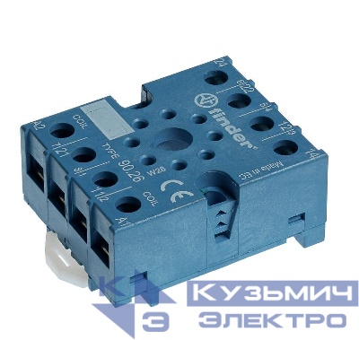 Розетка с винт. клеммами (под шайбу) для реле 60.13 таймера 88.02 в комплекте металлич. клипса 090.33 син. FINDER 9027SMA