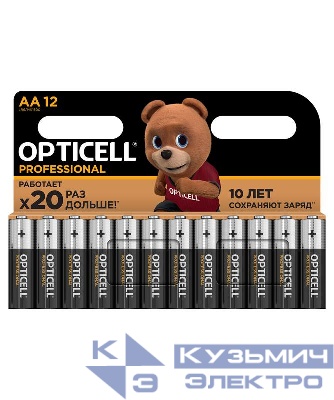 Элемент питания алкалиновый AA/LR6 (блист. 12шт) Professional Opticell 5052005/6052005