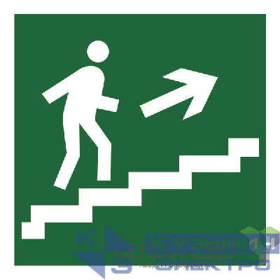 Знак безопасности BL-2020B.E15"Напр. к эвакуац. выходу по лестн. вверх (прав.)" Белый свет a21288