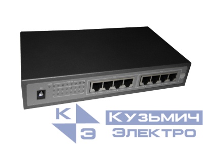 NS10808P PoE, коммутатор, настольный, 8 портовый, 8 PoE 802.3af 1Gbit портов, 15.4W, кабель питания ЕВРО, серый РАСПРОДАЖА