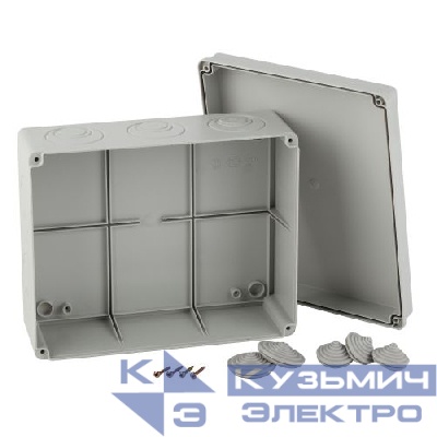 Коробка распаячная ОП КОРv 240х195х90мм на винтах кабельные вводы d28-3 шт d37-2шт IP55 Эра Б0047267