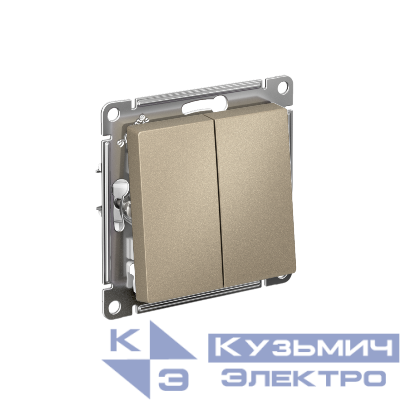 Выключатель 2-кл. AtlasDesign (сх. 5) 10AX быстрозажим. клем. механизм шампань SE ATN000551S
