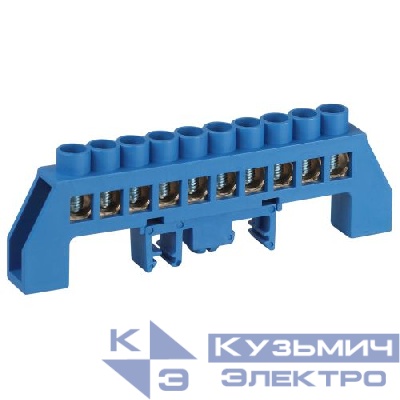 Шина N ноль в комбинированном изоляторе на DIN-рейку ШНИ-8х12-10-Д син. NO-224-111 Эра Б0062975