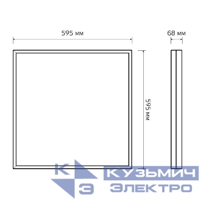 Светильник светодиодный MiR 35Вт 4000К CRI90 IP54 3850лм 595х595х68 офисный опал с БАП GAUSS G1-A0-00070-01GA2-5403540
