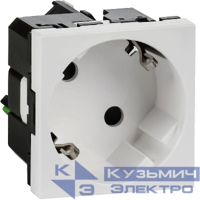 Розетка 2мод. 16А 250В 45град. с заземл. защ. шторки безвинт. зажимы бел. ИЭК Leg 4521059