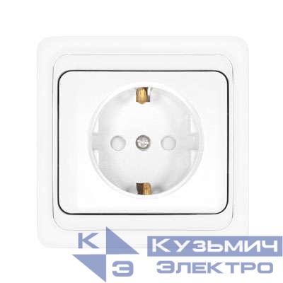 Розетка 1-м СП Валери 16А IP20 с заземл. защ. шторки бел. UNIVersal В0028х