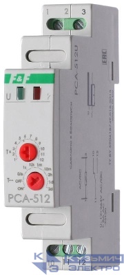 Реле времени PCA-512U 8А 12-264В AC/DC 1 перекл. IP20 задержка выключ. монтаж на DIN-рейке F&F EA02.001.002