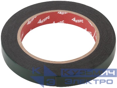 Лента монтажная клейкая на вспененной основе 15ммх5м черн. КУРС 11783