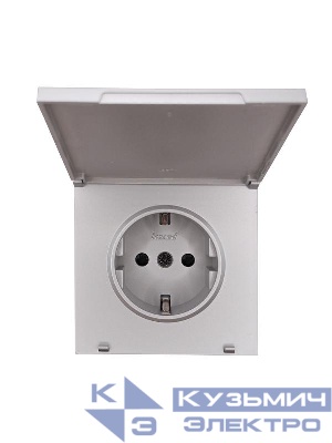 Розетка 1-м СП ZIMA 16А IP44 с заземл. с крышкой ПБТ безвинтовой зажим/клемма механизм сер. матов. LEZARD 704-7488-123BIPCHQC