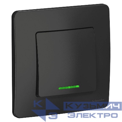 Выключатель 1-кл. СП Blanca 10А IP20 (сх. 1) 250В с подсветкой антрацит SE BLNVS010116