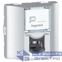 Розетка компьютерная проходная СП 2мод. Mosaic RJ45 кат.5E FTP 9 контакт. механизм алюм. Leg 078625