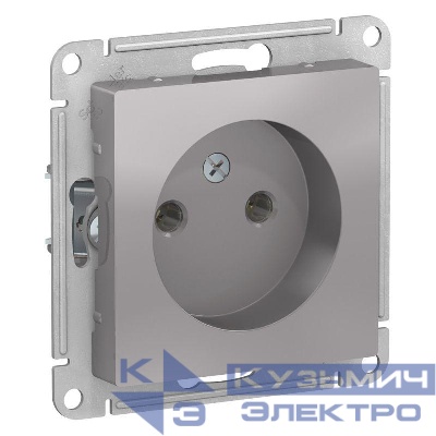Розетка 1-м СП AtlasDesign 16А IP20 без заземл. без защ. шторок механизм алюм. SE ATN000341