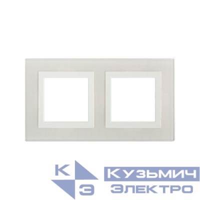 Рамка 2-м 4мод. Avanti натуральн. стекло бел. DKC 4400824