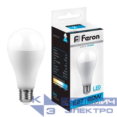 Лампа светодиодная LB-98 20Вт A65 грушевидная 6400К E27 230В FERON 25789