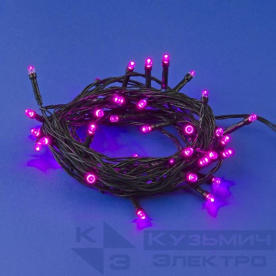 Гирлянда LED ULD-S0500-050/DGA PINK IP20 5м 50 диодов роз. свет провод зел. Uniel UL-00007306