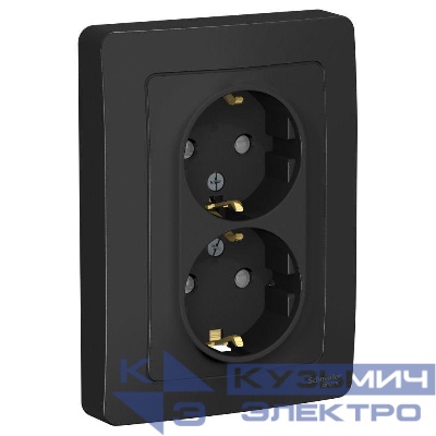 Розетка 2-м СП Blanca 16А IP20 250В с заземл. защ. шторки антрацит SE BLNRS001126