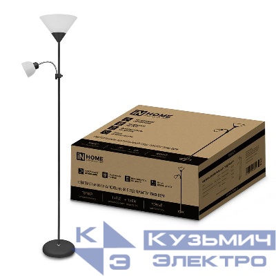 Светильник ТНО 02Ч 60Вт E27/E14 230В торшер напольн. под лампу на основании черн. IN HOME 4690612048512