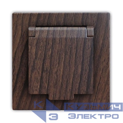 Розетка 1-м СП Афина 16А IP20 с заземл. с крышкой в сборе венге Universal A0029-V