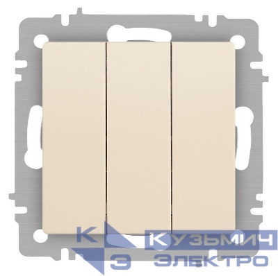 Выключатель 3-кл. СП Accent 6-106-02 10А IP20 250В AL/CU сл.кость Intro Б0063534