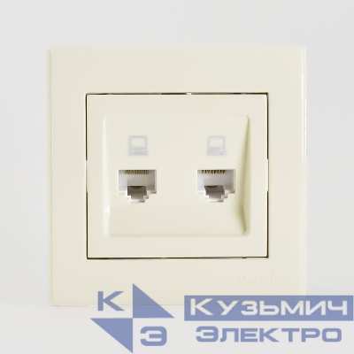 Розетка компьютерная 2-м СП Rain RJ45 крем. LEZARD 703-0303-141