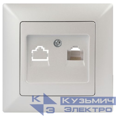Розетка компьютерная 1-м СП Solo 4-303-06 RJ45 IP20 перламутр Intro Б0053993